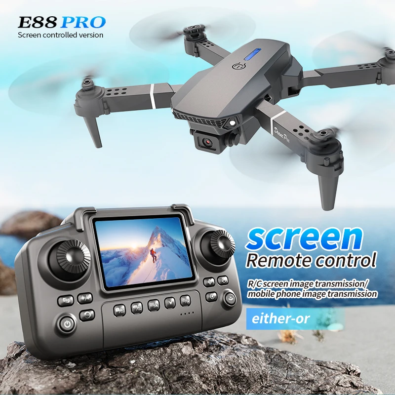 Drone Without Rc - Professional E88 PRO Drone with screen