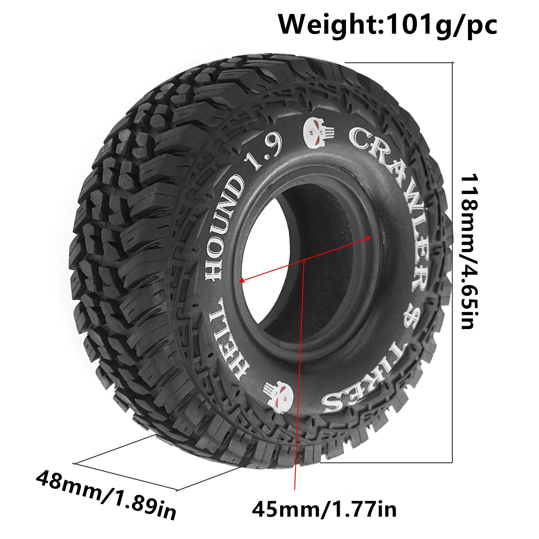 1.9 RC Tires 1/10 Rubber All T - đánh giá và giá Rc Rock Crawler
