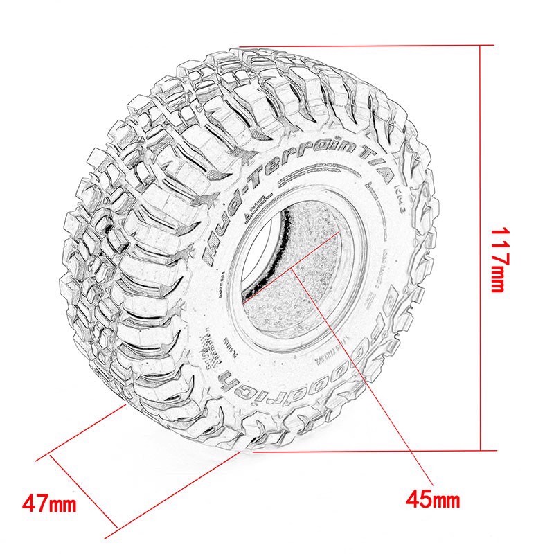 RC Car 1.9 Inch 117mm Rubber T - đánh giá và giá Rc Rock Crawler